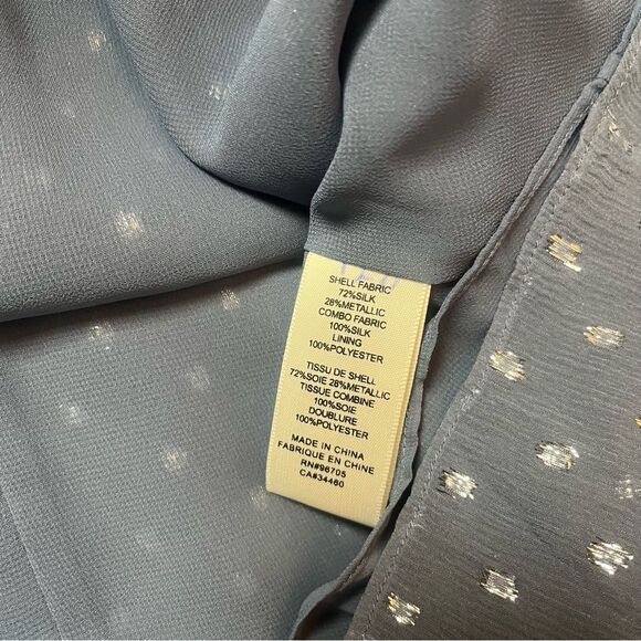 REBECCA TAYLOR Open Shoulder Silk Metallic Dot Top Size 6 - Picture 4 of 6